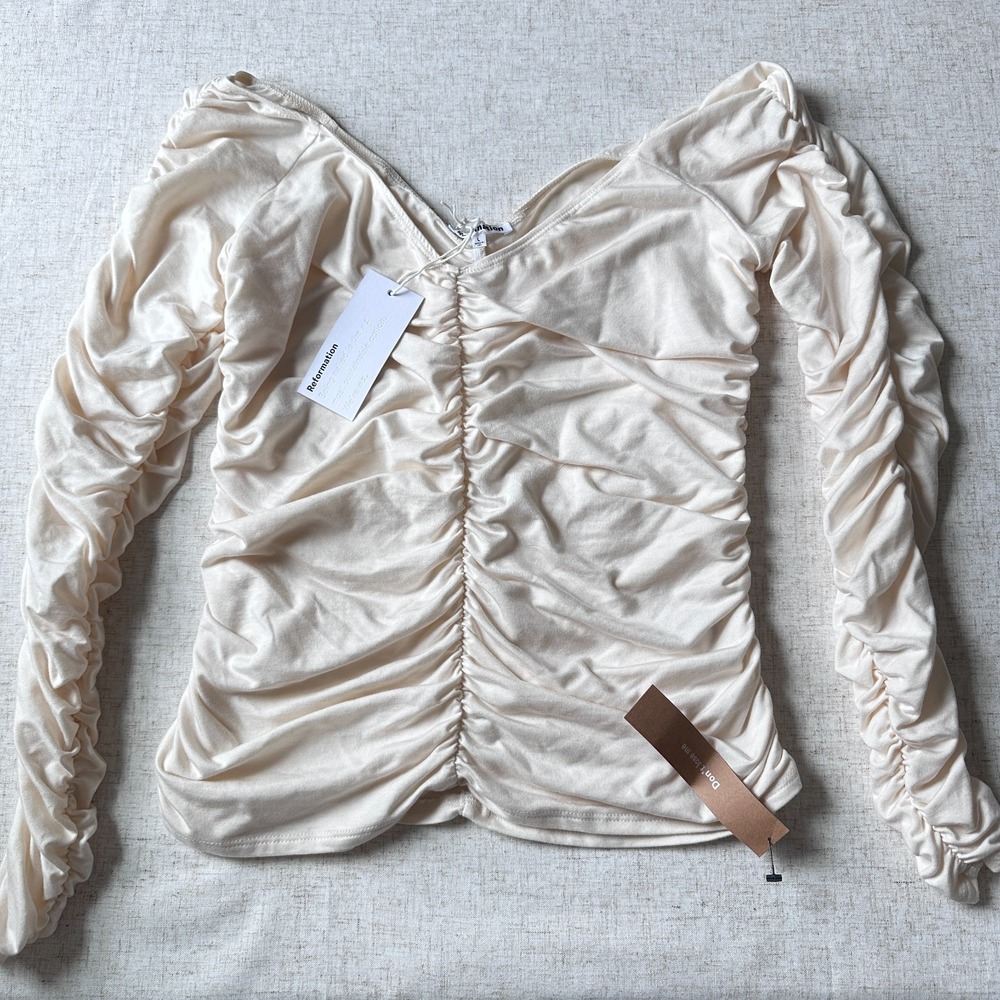 NWT Reformation Leonora Knit Top Cream – Size L - Picture 3 of 9